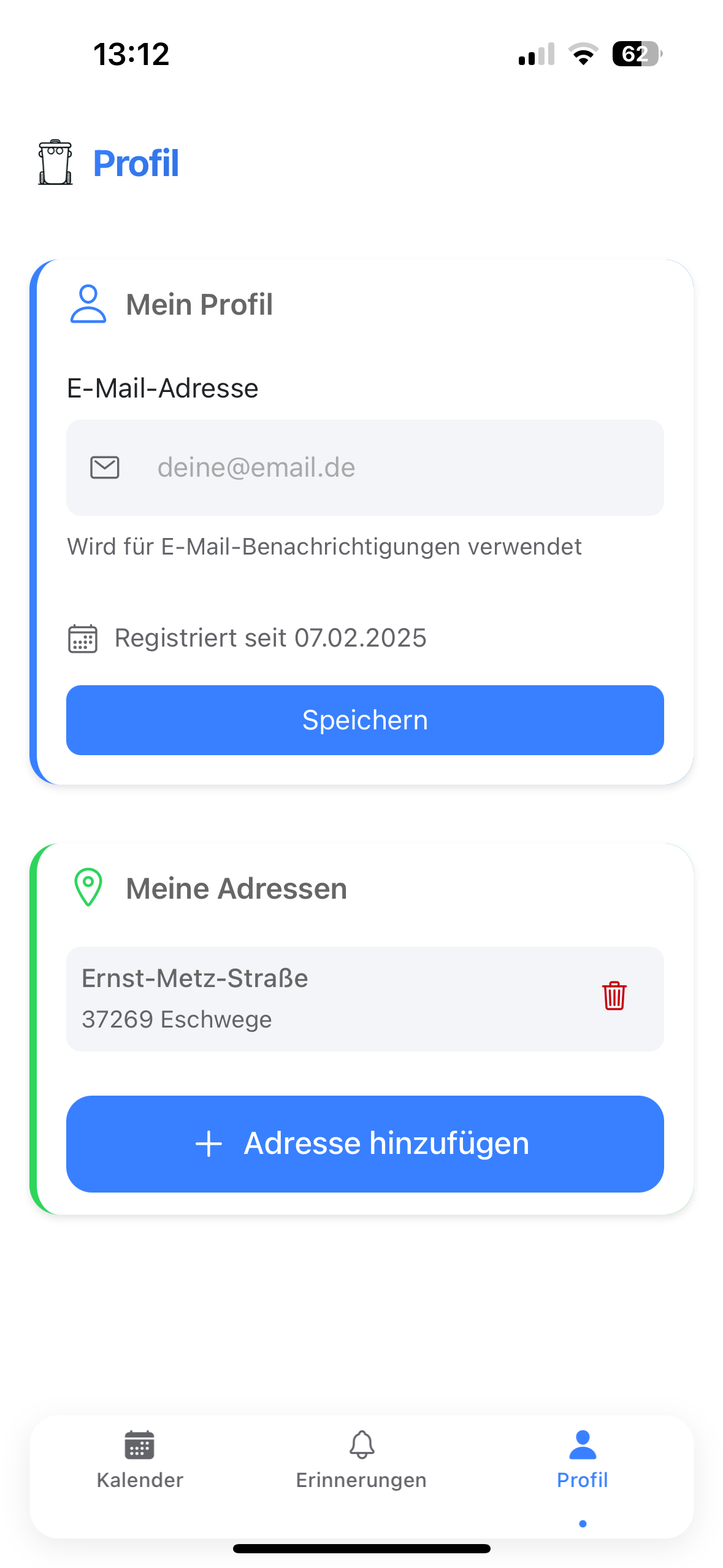 TonnenBuddy App Screenshot 3 - Einstellungen